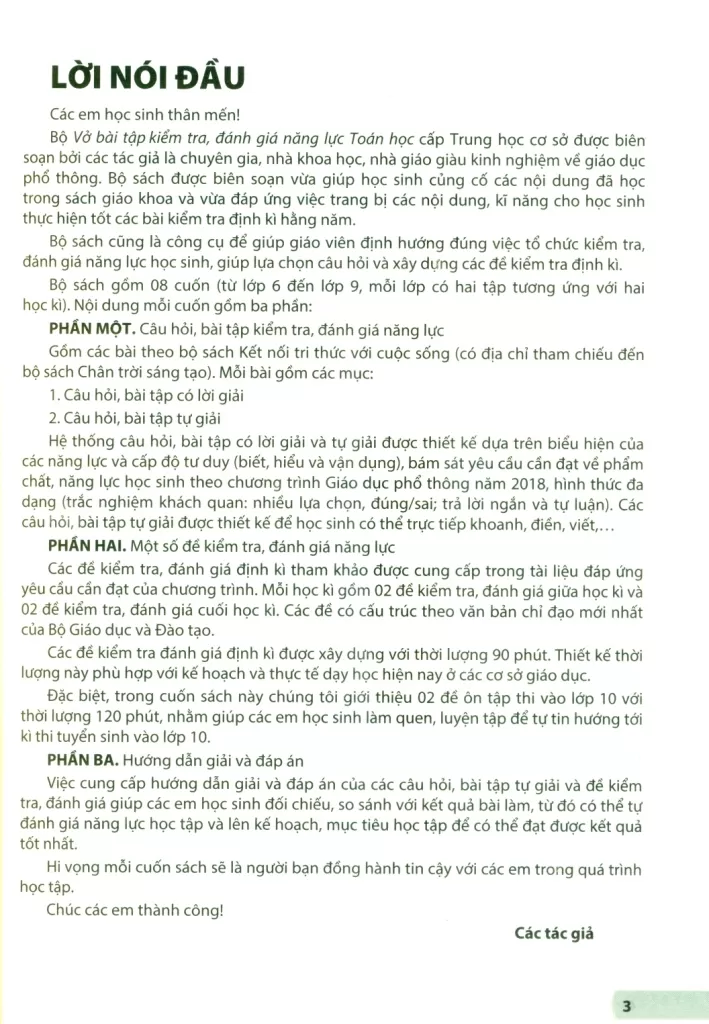 VỞ BÀI TẬP KIỂM TRA, ĐÁNH GIÁ NĂNG LỰC TOÁN LỚP 9 - TẬP 2 (Sử dụng cho SGK Kết nối tri thức, Chân trời sáng tạo)